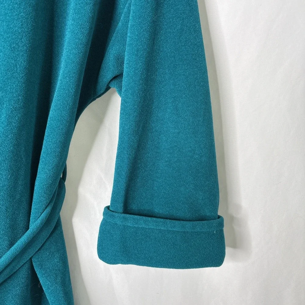 Vanity Fair Vintage Womens M Green‎ Aqua Fleece Long Sleeve Robe Sleepwear USA